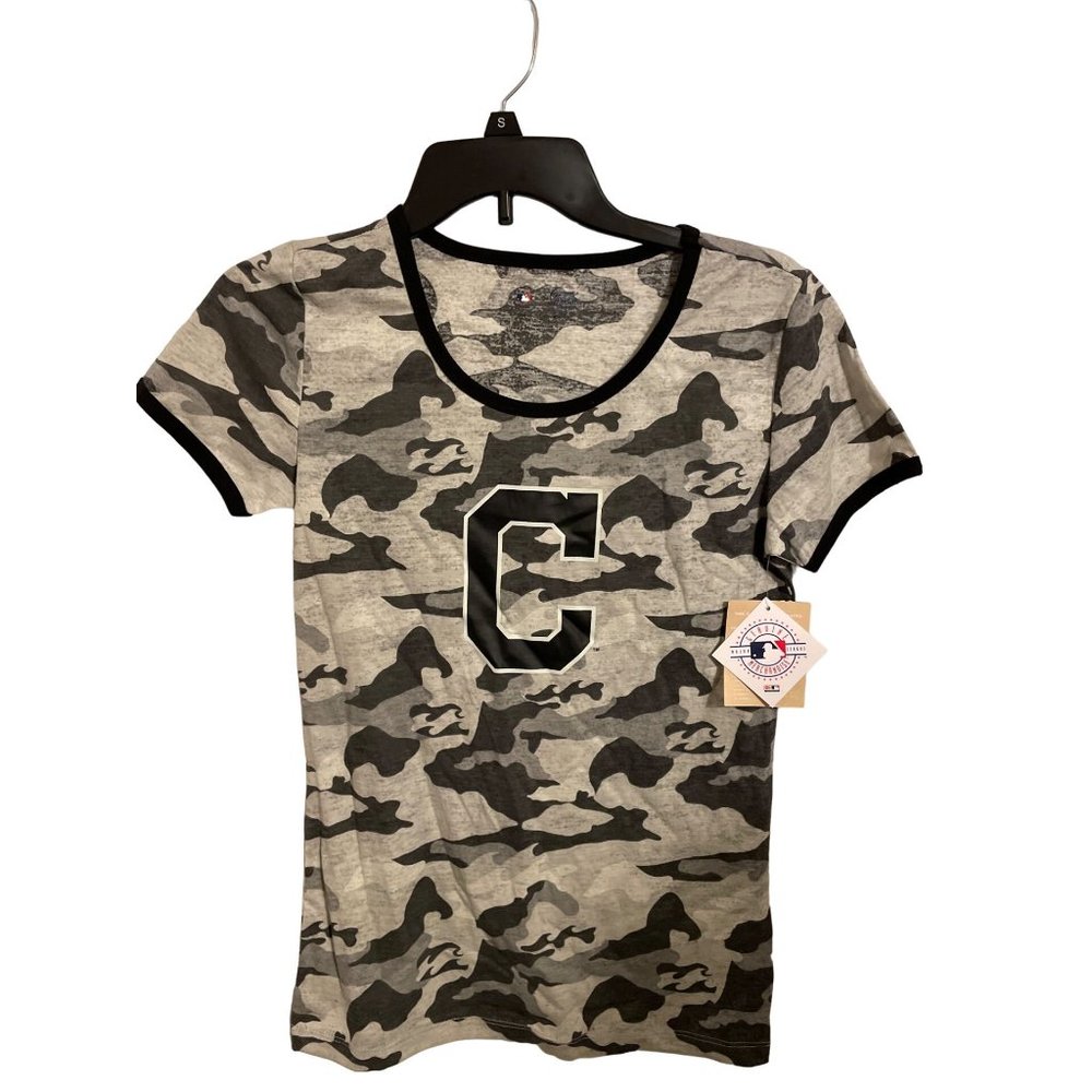 Women's Camo Indians MLB T-shirt - Major League Genuine Merchandise Gray Small